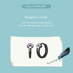Sterling Silver Cat Claw Hoop Earrings Ear Stud Black Gold Plated for Women Girl - PeticaDeals