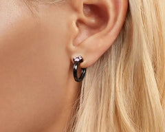 Sterling Silver Cat Claw Hoop Earrings Ear Stud Black Gold Plated for Women Girl - PeticaDeals
