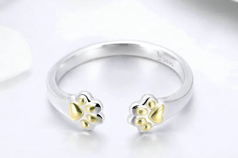Sterling Silver Cat Dog Paw Finger Cute Rings For Women - PeticaDeals
