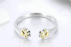 Sterling Silver Cat Dog Paw Finger Cute Rings For Women - PeticaDeals
