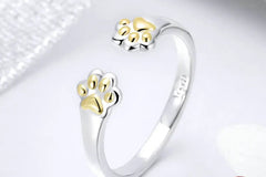 Sterling Silver Cat Dog Paw Finger Cute Rings For Women - PeticaDeals