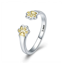 Sterling Silver Cat Dog Paw Finger Cute Rings For Women - PeticaDeals