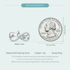 Sterling Silver Cat & Infinite Symbol Ring Heart-shaped Zircon Finger Ring for Women Party Fine Jewelry - PeticaDeals