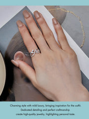 Sterling Silver Cat & Infinite Symbol Ring Heart-shaped Zircon Finger Ring for Women Party Fine Jewelry - PeticaDeals