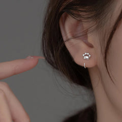 Sterling Silver Cat Paw Stud Earrings For Fashion Women Cute Fine Jewelry - PeticaDeals