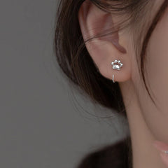 Sterling Silver Cat Paw Stud Earrings For Fashion Women Cute Fine Jewelry - PeticaDeals