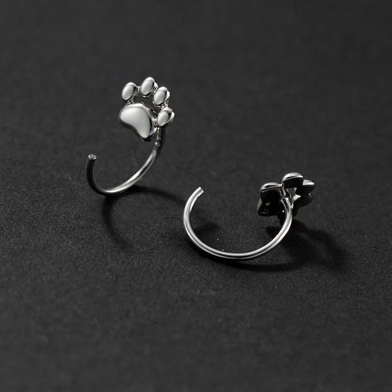 Sterling Silver Cat Paw Stud Earrings For Fashion Women Cute Fine Jewelry - PeticaDeals