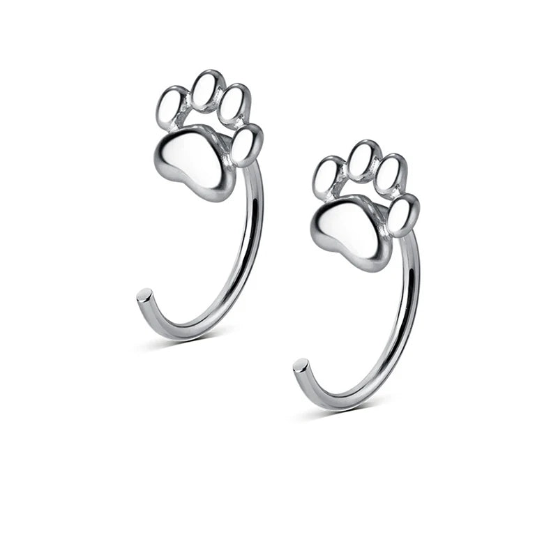 Sterling Silver Cat Paw Stud Earrings For Fashion Women Cute Fine Jewelry - PeticaDeals