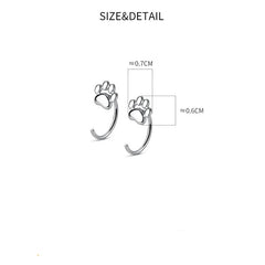 Sterling Silver Cat Paw Stud Earrings For Fashion Women Cute Fine Jewelry - PeticaDeals