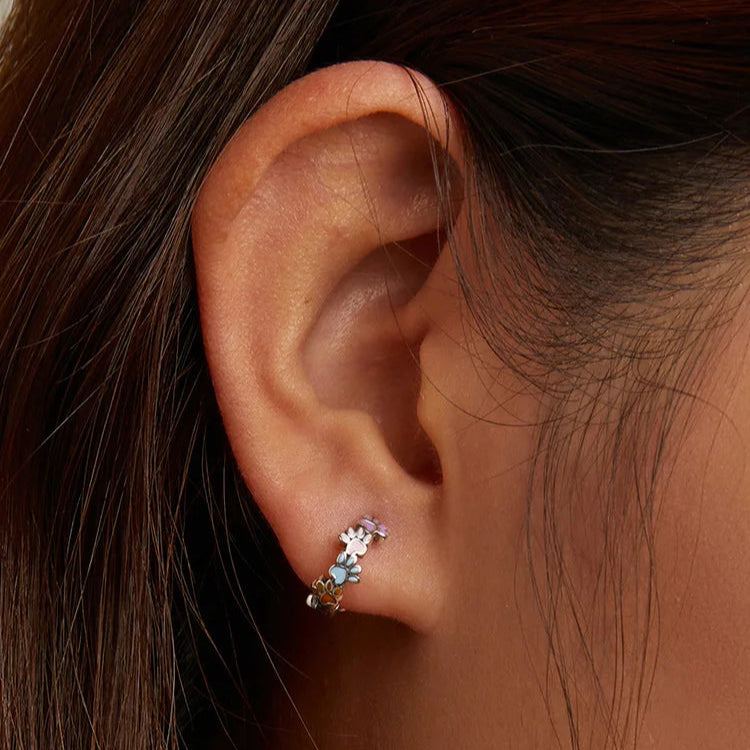 Sterling Silver Colorful Cute Paws Ear Buckles for Women - PeticaDeals