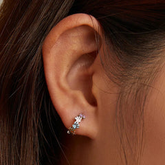 Sterling Silver Colorful Cute Paws Ear Buckles for Women - PeticaDeals