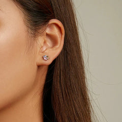 Sterling Silver Colorful Zirconium Paw Women Ear Studs Rainbow Stud Earrings for Girl Fine Jewelry - PeticaDeals
