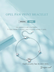 Sterling Silver Cut White Opal Cat Dog Paw Charm Bracelet For Women Fine Jewelry - PeticaDeals