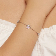 Sterling Silver Cut White Opal Cat Dog Paw Charm Bracelet For Women Fine Jewelry - PeticaDeals