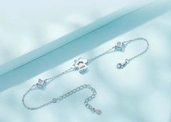 Sterling Silver Cut White Opal Cat Dog Paw Charm Bracelet For Women Fine Jewelry - PeticaDeals