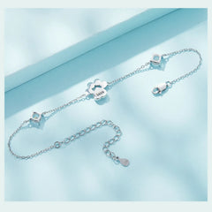 Sterling Silver Cut White Opal Cat Dog Paw Charm Bracelet For Women Fine Jewelry - PeticaDeals