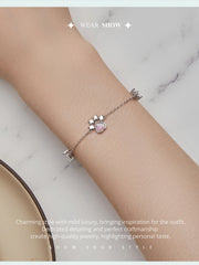 Sterling Silver Cut White Opal Cat Dog Paw Charm Bracelet For Women Fine Jewelry - PeticaDeals