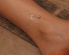 Sterling Silver Cute Cat Anklet Beaded Foot Jewelry For Women - PeticaDeals