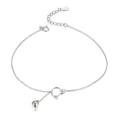 Sterling Silver Cute Cat Anklet Beaded Foot Jewelry For Women - PeticaDeals