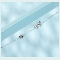 Sterling Silver Cute Cat Dog Bracelet For Women Pet Paw Links Girl - PeticaDeals