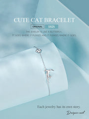 Sterling Silver Cute Cat Dog Bracelet For Women Pet Paw Links Girl - PeticaDeals