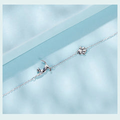 Sterling Silver Cute Cat Dog Bracelet For Women Pet Paw Links Girl - PeticaDeals