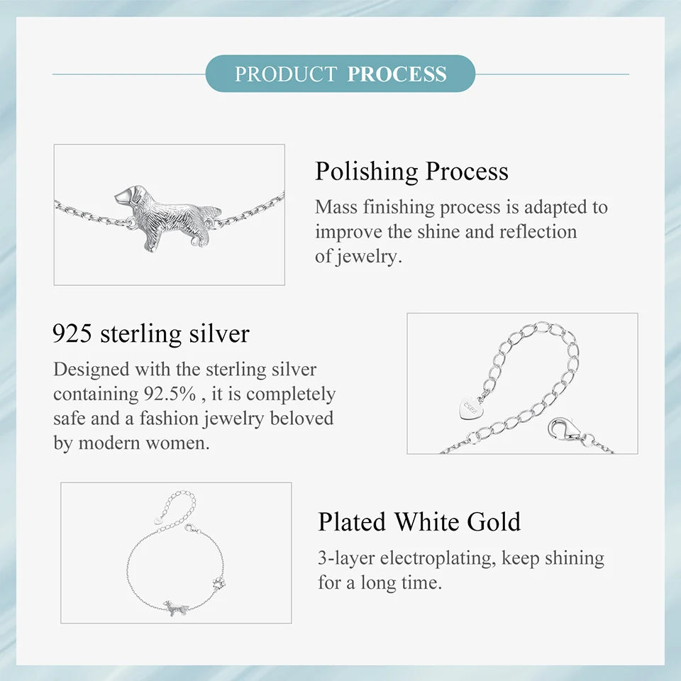 Sterling Silver Cute Cat Dog Bracelet For Women Pet Paw Links Girl - PeticaDeals
