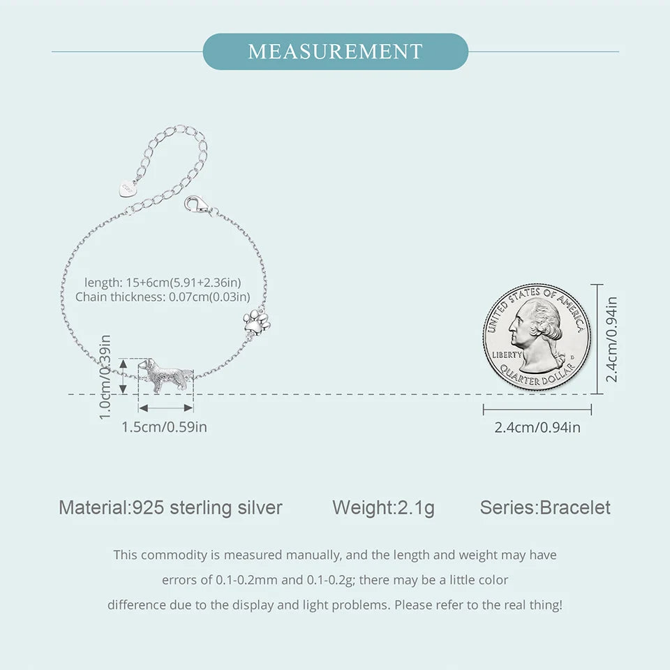 Sterling Silver Cute Cat Dog Bracelet For Women Pet Paw Links Girl - PeticaDeals