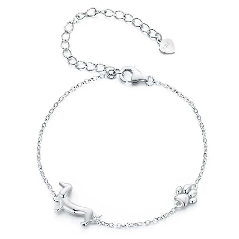 Sterling Silver Cute Cat Dog Bracelet For Women Pet Paw Links Girl - PeticaDeals