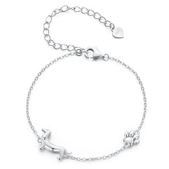 Sterling Silver Cute Cat Dog Bracelet For Women Pet Paw Links Girl - PeticaDeals