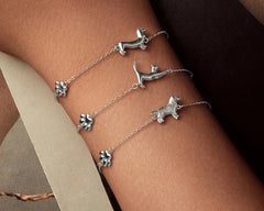 Sterling Silver Cute Cat Dog Bracelet For Women Pet Paw Links Girl - PeticaDeals