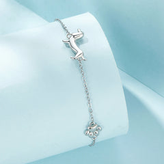 Sterling Silver Cute Cat Dog Bracelet For Women Pet Paw Links Girl - PeticaDeals
