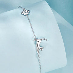 Sterling Silver Cute Cat Dog Bracelet For Women Pet Paw Links Girl - PeticaDeals