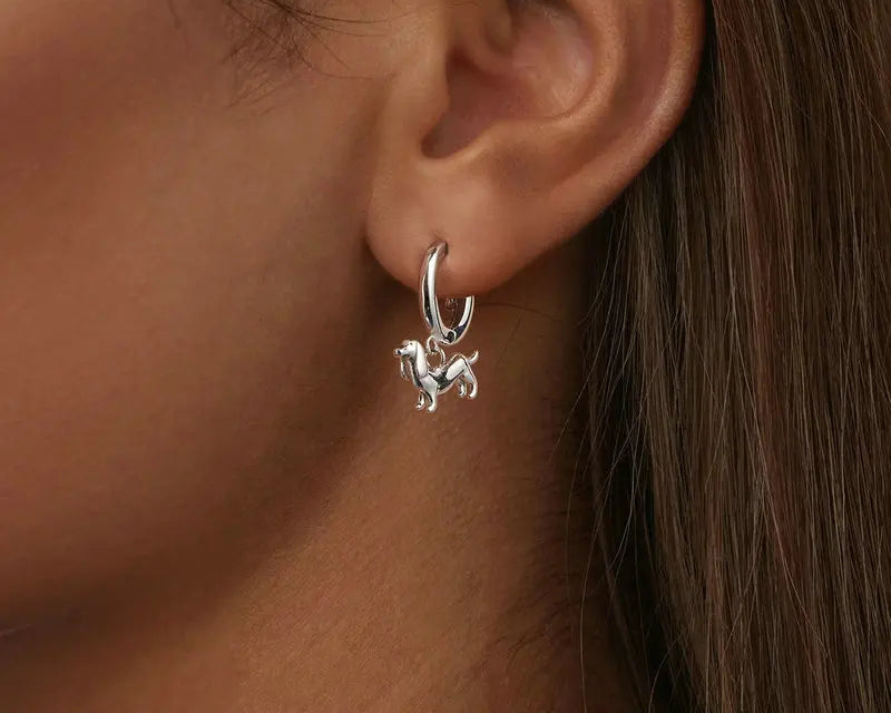 Sterling Silver  Cute Cat Dog Dangle Drop Earrings For Women - PeticaDeals