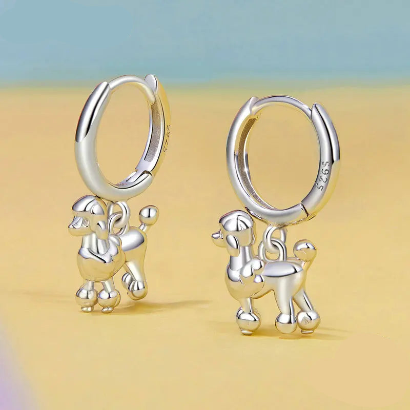 Sterling Silver  Cute Cat Dog Dangle Drop Earrings For Women - PeticaDeals