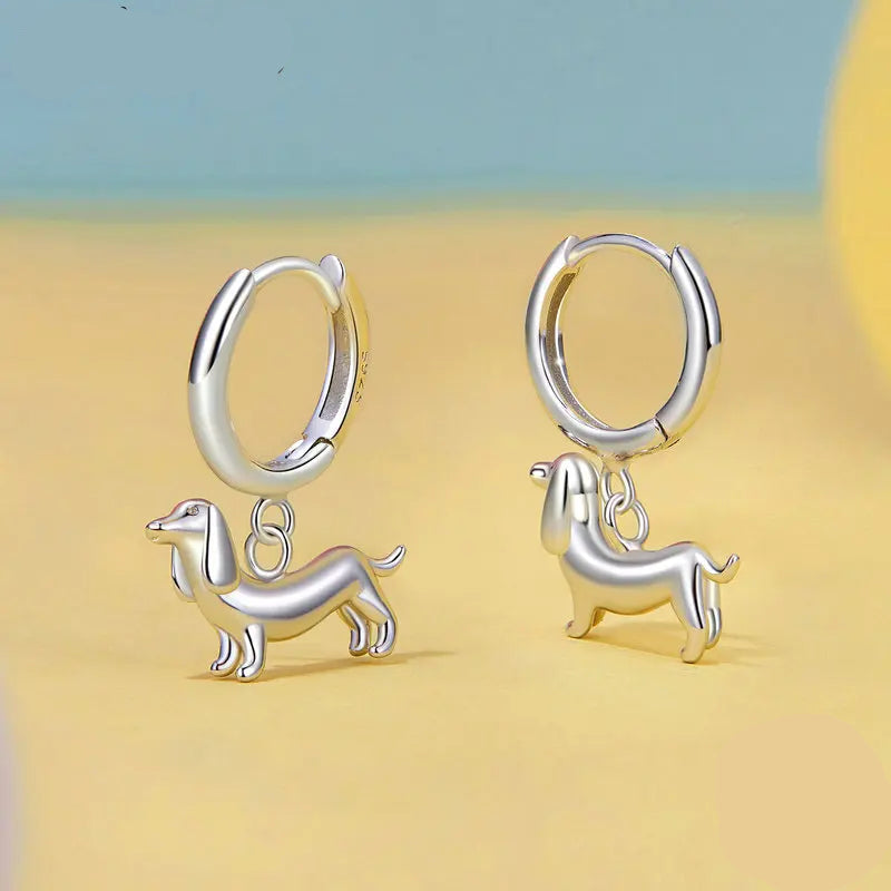 Sterling Silver  Cute Cat Dog Dangle Drop Earrings For Women - PeticaDeals