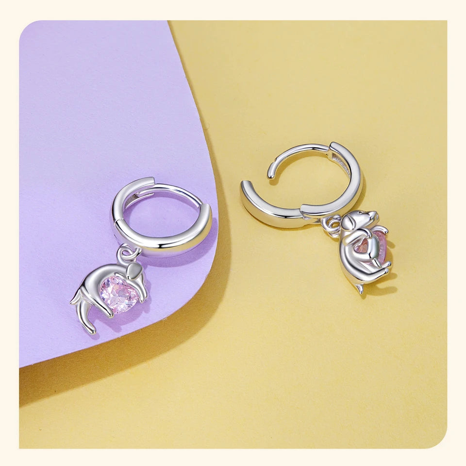 Sterling Silver  Cute Cat Dog Dangle Drop Earrings For Women - PeticaDeals