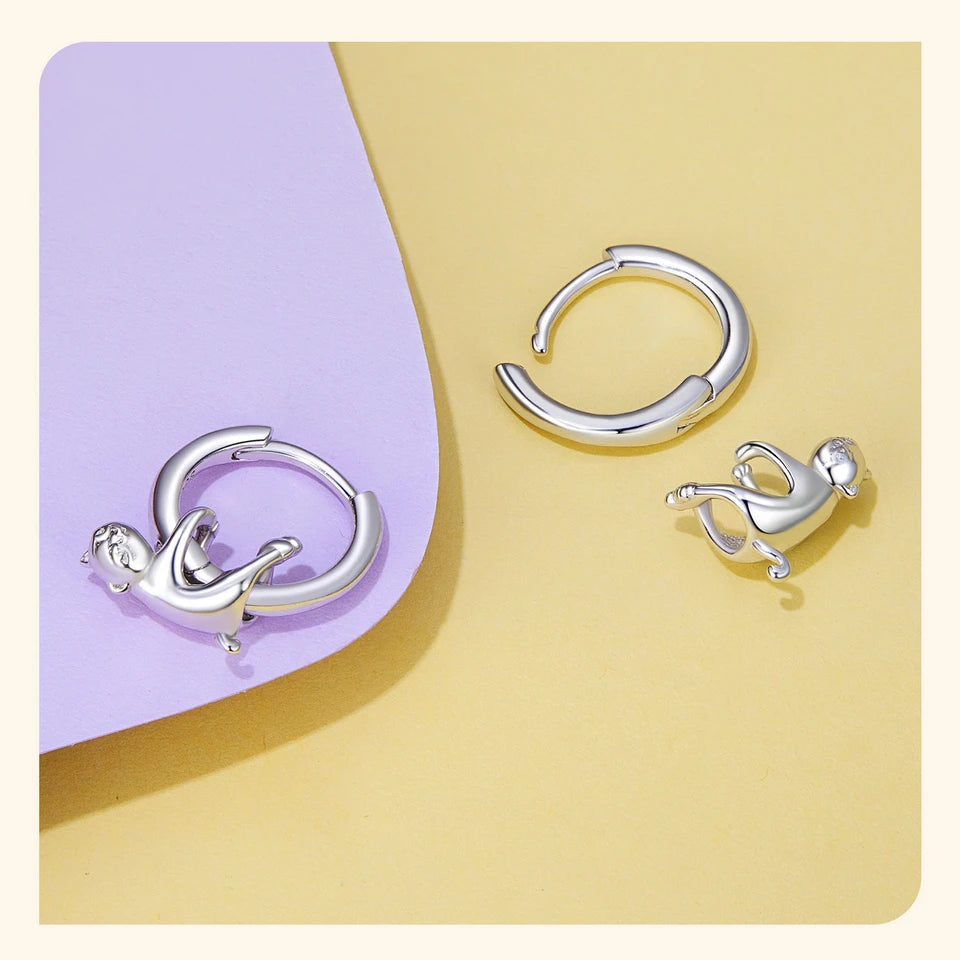 Sterling Silver  Cute Cat Dog Dangle Drop Earrings For Women - PeticaDeals