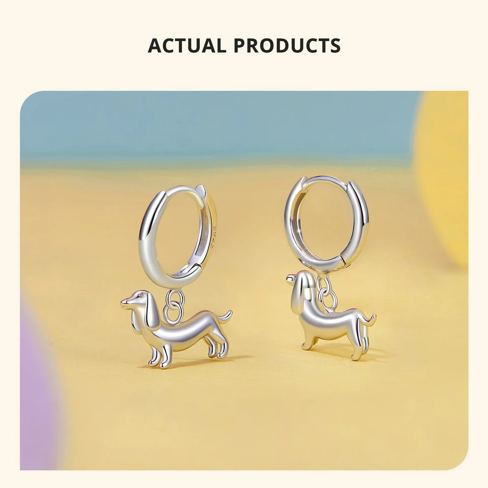 Sterling Silver  Cute Cat Dog Dangle Drop Earrings For Women - PeticaDeals