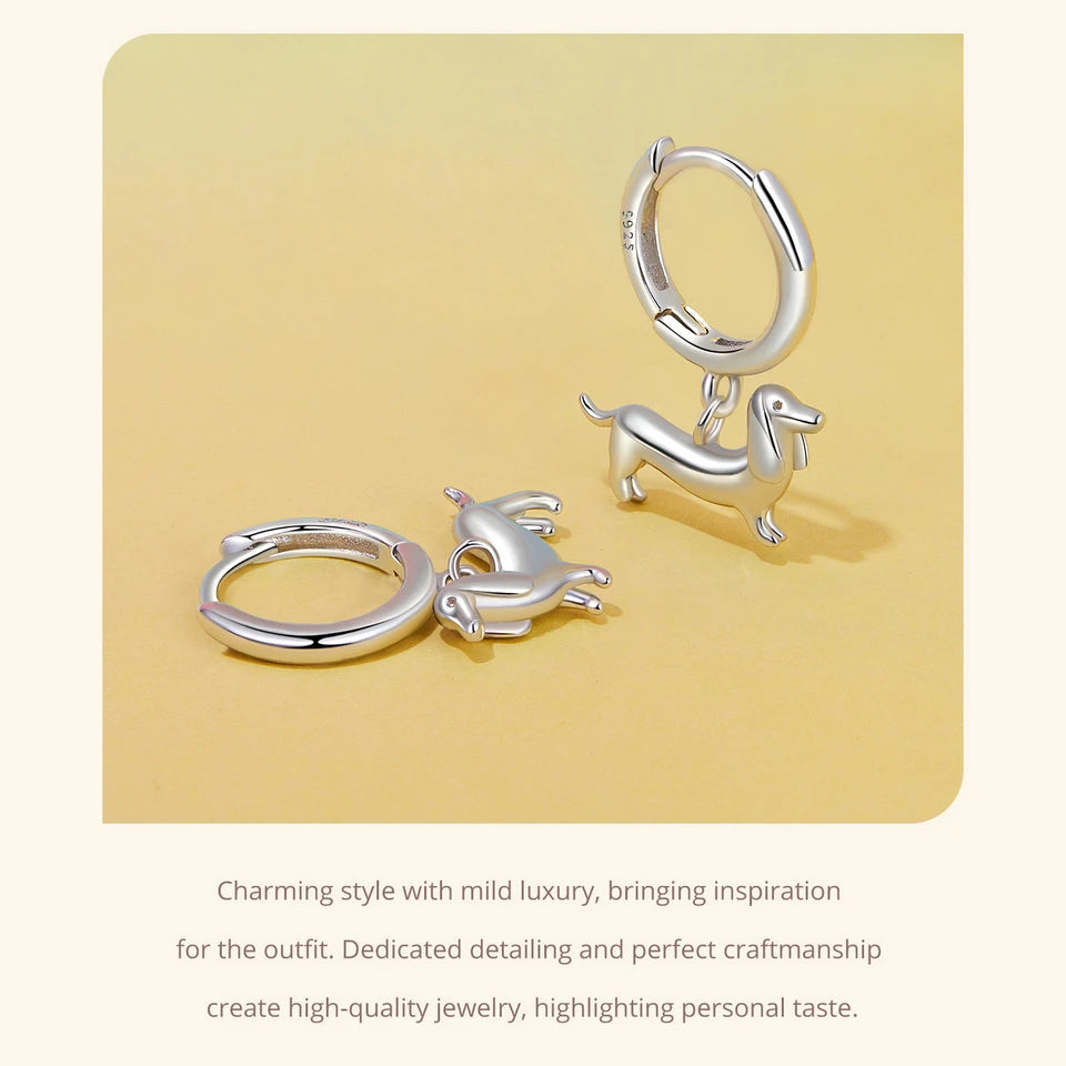 Sterling Silver  Cute Cat Dog Dangle Drop Earrings For Women - PeticaDeals