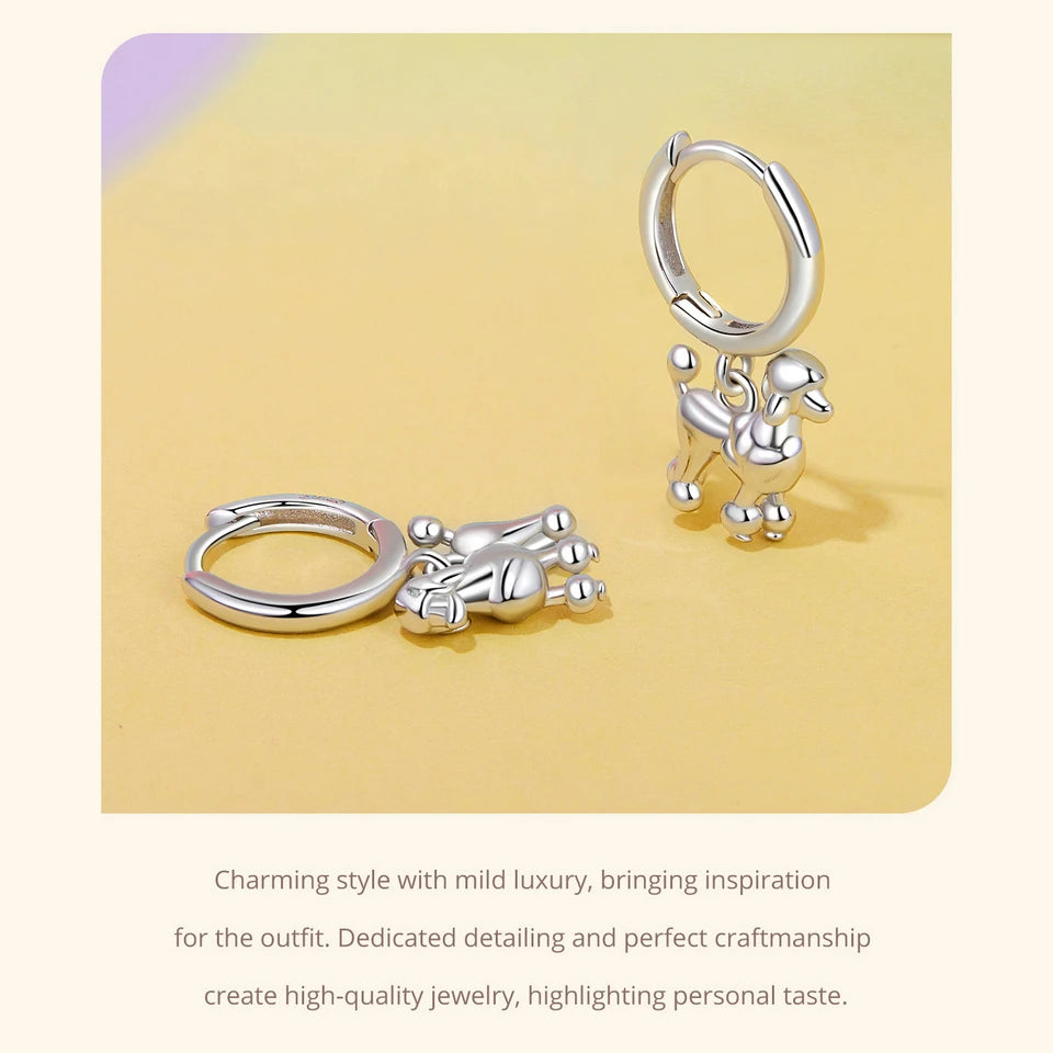 Sterling Silver  Cute Cat Dog Dangle Drop Earrings For Women - PeticaDeals