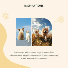 Sterling Silver  Cute Cat Dog Dangle Drop Earrings For Women - PeticaDeals