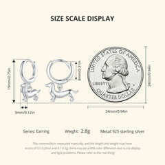 Sterling Silver  Cute Cat Dog Dangle Drop Earrings For Women - PeticaDeals