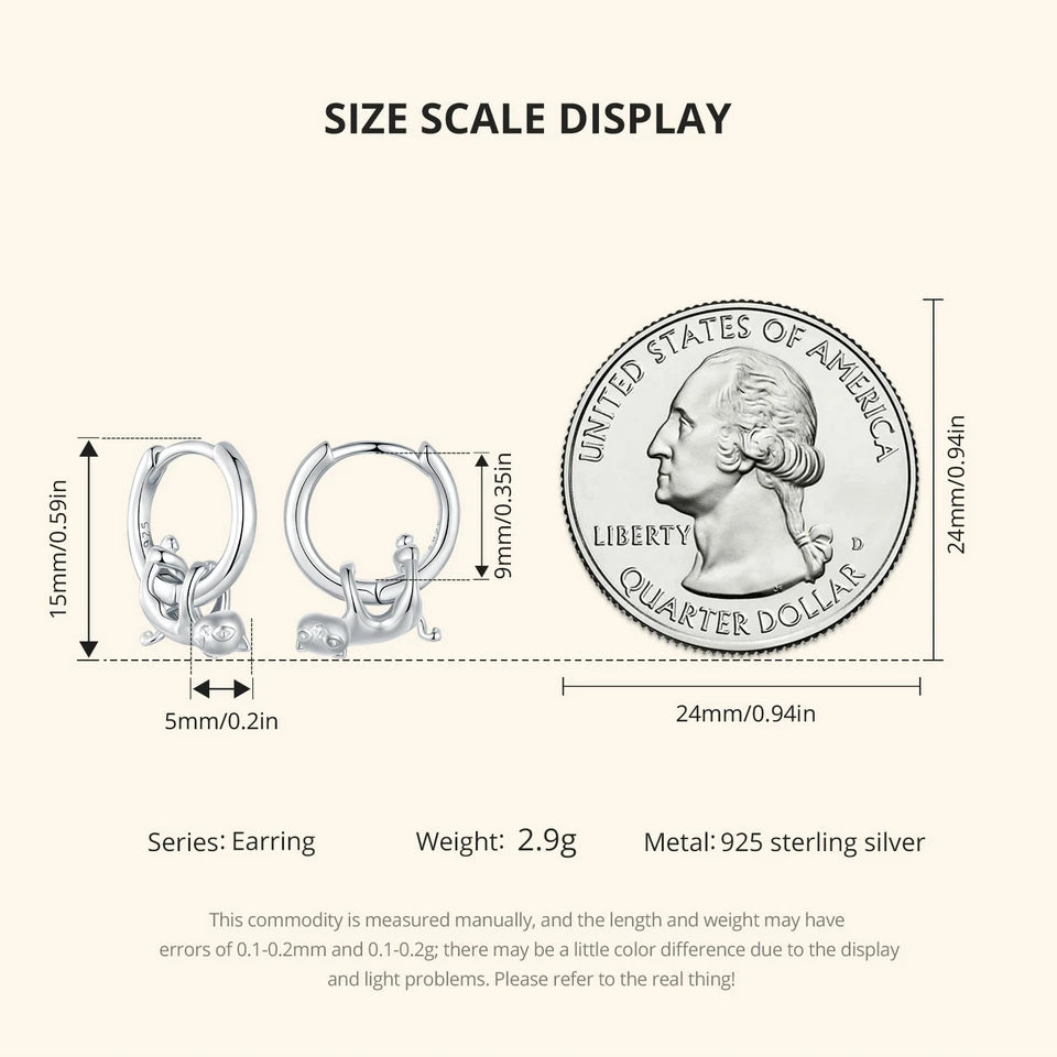 Sterling Silver  Cute Cat Dog Dangle Drop Earrings For Women - PeticaDeals