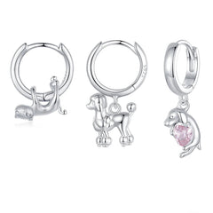 Sterling Silver  Cute Cat Dog Dangle Drop Earrings For Women - PeticaDeals