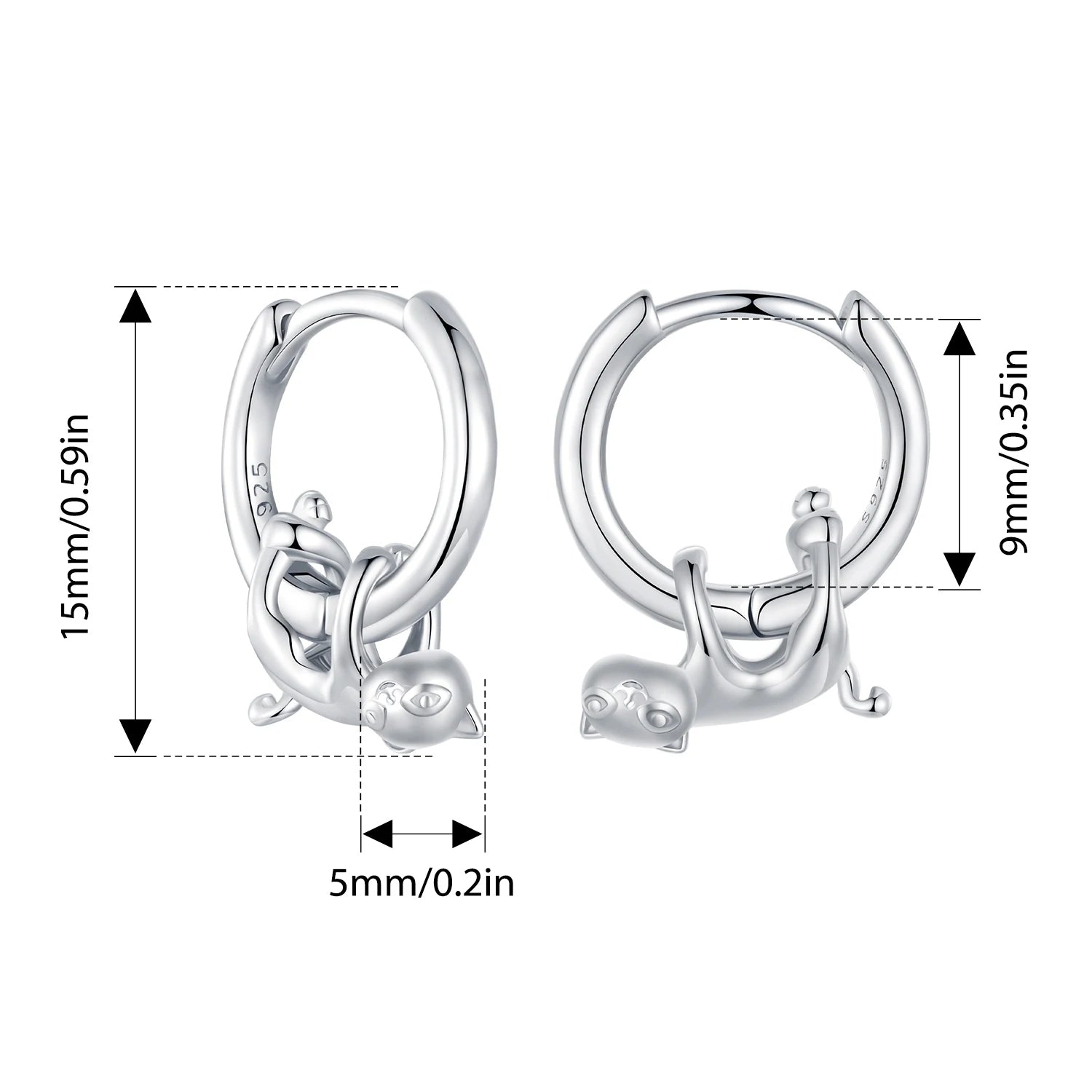 Sterling Silver  Cute Cat Dog Dangle Drop Earrings For Women - PeticaDeals