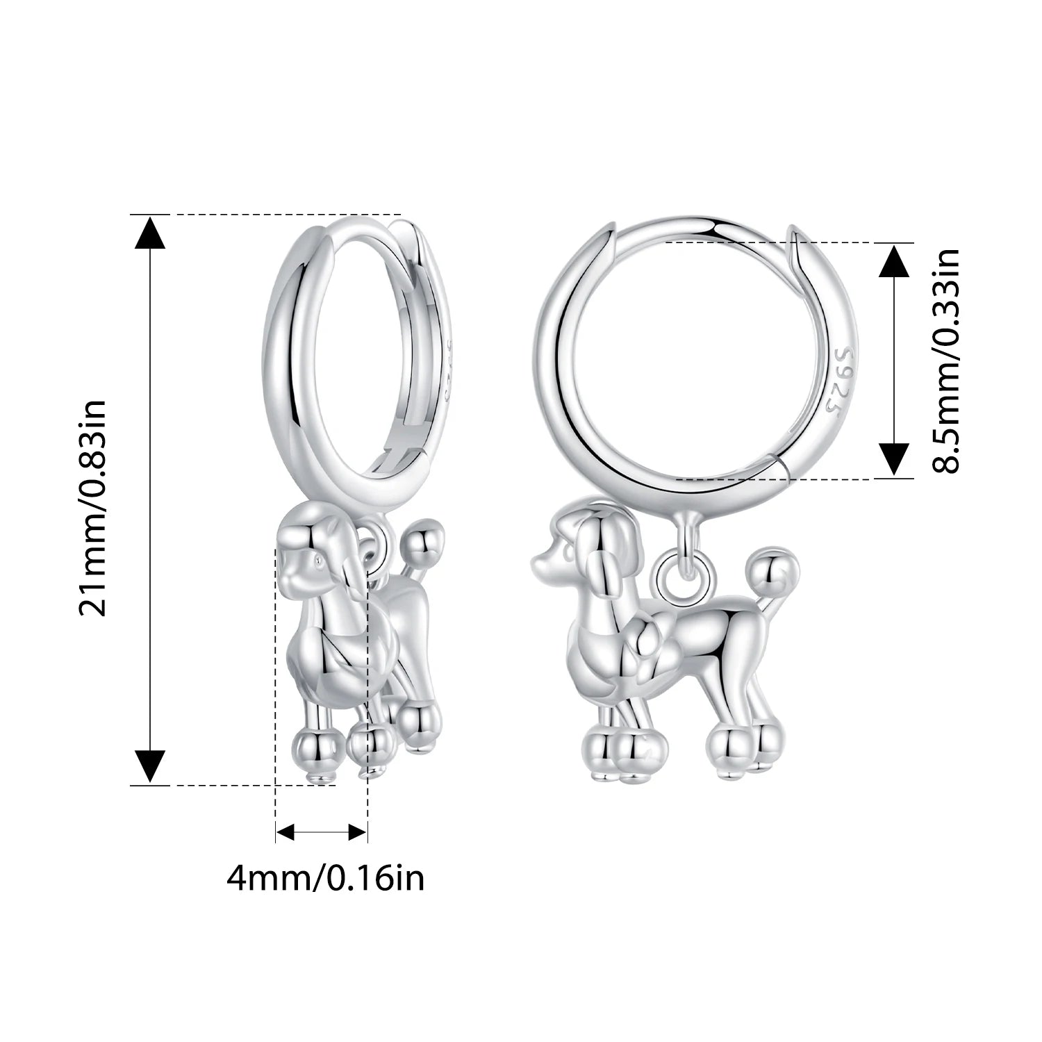 Sterling Silver  Cute Cat Dog Dangle Drop Earrings For Women - PeticaDeals