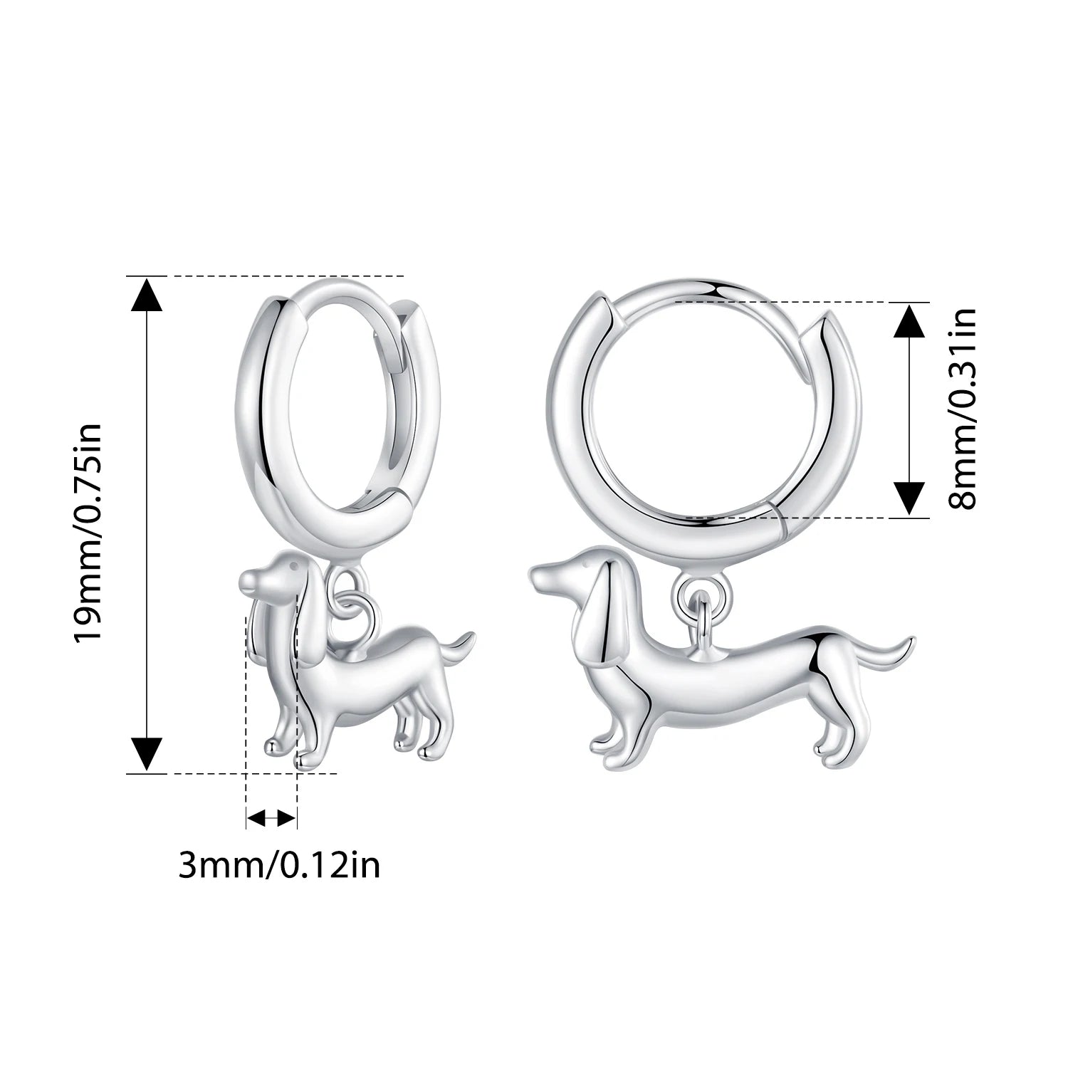 Sterling Silver  Cute Cat Dog Dangle Drop Earrings For Women - PeticaDeals