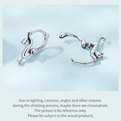Sterling Silver Cute Cat Earrings Oxidation Shining Ear Bells Hypoallergenic for Women - PeticaDeals
