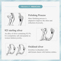 Sterling Silver Cute Cat Earrings Oxidation Shining Ear Bells Hypoallergenic for Women - PeticaDeals